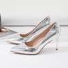 image:imageHee grand Womens Classic Pointed Toe Heel Pumps Fashion Candy Colors Patent Leather Heels Comfortable Mid Heel Work Shoes Stiletto Wedding Dress Shoes211sliver
