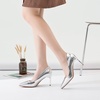 image:imageHee grand Womens Classic Pointed Toe Heel Pumps Fashion Candy Colors Patent Leather Heels Comfortable Mid Heel Work Shoes Stiletto Wedding Dress Shoes211sliver