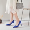 image:imageHee grand Womens Classic Pointed Toe Heel Pumps Fashion Candy Colors Patent Leather Heels Comfortable Mid Heel Work Shoes Stiletto Wedding Dress Shoes209blue