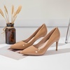 image:imageHee grand Womens Classic Pointed Toe Heel Pumps Fashion Candy Colors Patent Leather Heels Comfortable Mid Heel Work Shoes Stiletto Wedding Dress Shoes209khaki