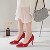 image:imageHee grand Womens Classic Pointed Toe Heel Pumps Fashion Candy Colors Patent Leather Heels Comfortable Mid Heel Work Shoes Stiletto Wedding Dress Shoes209red