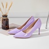 image:imageHee grand Womens Classic Pointed Toe Heel Pumps Fashion Candy Colors Patent Leather Heels Comfortable Mid Heel Work Shoes Stiletto Wedding Dress Shoes209purple