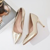 image:imageHee grand Womens Classic Pointed Toe Heel Pumps Fashion Candy Colors Patent Leather Heels Comfortable Mid Heel Work Shoes Stiletto Wedding Dress Shoes211gold