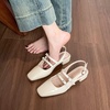 image:imageHee grand Womens Closed Square Toe Slingback Sandals Block Chunky Mary Jane Shoes Comfortable Dress Shoes for WorkBeige