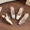 image:imageHee grand Womens Closed Square Toe Slingback Sandals Block Chunky Mary Jane Shoes Comfortable Dress Shoes for WorkSilver