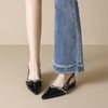 image:imageHee grand Womens Crystal Rhinestone Low Heel Dress Shoes for Wedding Closed Pointed Toe Slingback SandalsBlack