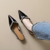 image:imageHee grand Womens Crystal Rhinestone Low Heel Dress Shoes for Wedding Closed Pointed Toe Slingback SandalsBlack