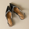 image:imageHee grand Womens Crystal Rhinestone Low Heel Dress Shoes for Wedding Closed Pointed Toe Slingback SandalsBlack