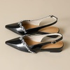 image:imageHee grand Womens Crystal Rhinestone Low Heel Dress Shoes for Wedding Closed Pointed Toe Slingback SandalsBlack