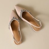 image:imageHee grand Womens Crystal Rhinestone Low Heel Dress Shoes for Wedding Closed Pointed Toe Slingback SandalsNude Apricot