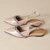 image:imageHee grand Womens Crystal Rhinestone Low Heel Dress Shoes for Wedding Closed Pointed Toe Slingback SandalsNude Apricot