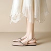 image:imageHee grand Womens Crystal Rhinestone Low Heel Dress Shoes for Wedding Closed Pointed Toe Slingback SandalsNude Apricot