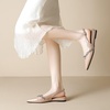 image:imageHee grand Womens Crystal Rhinestone Low Heel Dress Shoes for Wedding Closed Pointed Toe Slingback SandalsNude Apricot
