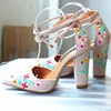 image:imageHee grand Womens Heels Closed Toe Ankle Strap Chunky Block High Heel Sandals Dress Evening Party Platform Pump ShoesEmbroiderybeige