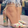 image:imageHee grand Womens Heels Closed Toe Ankle Strap Chunky Block High Heel Sandals Dress Evening Party Platform Pump ShoesEmbroiderybeige