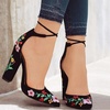 image:imageHee grand Womens Heels Closed Toe Ankle Strap Chunky Block High Heel Sandals Dress Evening Party Platform Pump ShoesEmbroideryblack