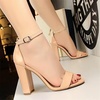 image:imageHee grand Womens Heels Closed Toe Ankle Strap Chunky Block High Heel Sandals Dress Evening Party Platform Pump ShoesPuapricot95cm