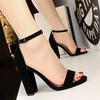 image:imageHee grand Womens Heels Closed Toe Ankle Strap Chunky Block High Heel Sandals Dress Evening Party Platform Pump ShoesSuedeblack95cm