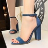 image:imageHee grand Womens Heels Closed Toe Ankle Strap Chunky Block High Heel Sandals Dress Evening Party Platform Pump ShoesSuedeblue95cm