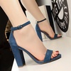 image:imageHee grand Womens Heels Closed Toe Ankle Strap Chunky Block High Heel Sandals Dress Evening Party Platform Pump ShoesSuedeblue95cm