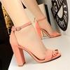 image:imageHee grand Womens Heels Closed Toe Ankle Strap Chunky Block High Heel Sandals Dress Evening Party Platform Pump ShoesSuedepink95cm