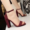 image:imageHee grand Womens Heels Closed Toe Ankle Strap Chunky Block High Heel Sandals Dress Evening Party Platform Pump ShoesSuedewine Red95cm