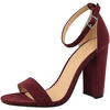 image:imageHee grand Womens Heels Closed Toe Ankle Strap Chunky Block High Heel Sandals Dress Evening Party Platform Pump ShoesSuedewine Red95cm