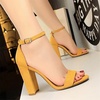 image:imageHee grand Womens Heels Closed Toe Ankle Strap Chunky Block High Heel Sandals Dress Evening Party Platform Pump ShoesSuedeyellow95cm