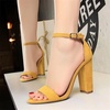 image:imageHee grand Womens Heels Closed Toe Ankle Strap Chunky Block High Heel Sandals Dress Evening Party Platform Pump ShoesSuedeyellow95cm