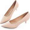image:imageHee grand Womens Kitten Heels Pumps Classic Low Heel Slip On Closed Pointed Toe Pumps Office Work Dress Pump Shoes033apricot2 Inch