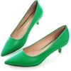 image:imageHee grand Womens Kitten Heels Pumps Classic Low Heel Slip On Closed Pointed Toe Pumps Office Work Dress Pump Shoes033green2 Inch