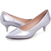 image:imageHee grand Womens Kitten Heels Pumps Classic Low Heel Slip On Closed Pointed Toe Pumps Office Work Dress Pump Shoes033silver2 Inch