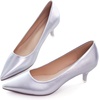 image:imageHee grand Womens Kitten Heels Pumps Classic Low Heel Slip On Closed Pointed Toe Pumps Office Work Dress Pump Shoes033silver2 Inch