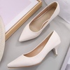 image:imageHee grand Womens Kitten Heels Pumps Classic Low Heel Slip On Closed Pointed Toe Pumps Office Work Dress Pump Shoes033white2 Inch
