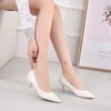 image:imageHee grand Womens Kitten Heels Pumps Classic Low Heel Slip On Closed Pointed Toe Pumps Office Work Dress Pump Shoes033white2 Inch