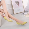 image:imageHee grand Womens Kitten Heels Pumps Classic Low Heel Slip On Closed Pointed Toe Pumps Office Work Dress Pump Shoes033yellow2 Inch