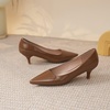 image:imageHee grand Womens Kitten Heels Pumps Classic Low Heel Slip On Closed Pointed Toe Pumps Office Work Dress Pump Shoes084brown2 Inch