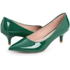 image:imageHee grand Womens Kitten Heels Pumps Classic Low Heel Slip On Closed Pointed Toe Pumps Office Work Dress Pump Shoes084green2 Inch
