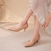 image:imageHee grand Womens Kitten Heels Pumps Classic Low Heel Slip On Closed Pointed Toe Pumps Office Work Dress Pump Shoes084khaki2 Inch
