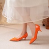 image:imageHee grand Womens Kitten Heels Pumps Classic Low Heel Slip On Closed Pointed Toe Pumps Office Work Dress Pump Shoes084orange2 Inch