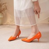 image:imageHee grand Womens Kitten Heels Pumps Classic Low Heel Slip On Closed Pointed Toe Pumps Office Work Dress Pump Shoes084orange2 Inch