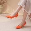 image:imageHee grand Womens Kitten Heels Pumps Classic Low Heel Slip On Closed Pointed Toe Pumps Office Work Dress Pump Shoes084orange2 Inch