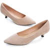 image:imageHee grand Womens Kitten Heels Pumps Classic Low Heel Slip On Closed Pointed Toe Pumps Office Work Dress Pump Shoes129apricot14 Inch