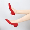 image:imageHee grand Womens Kitten Heels Pumps Classic Low Heel Slip On Closed Pointed Toe Pumps Office Work Dress Pump Shoes129red14 Inch
