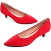 image:imageHee grand Womens Kitten Heels Pumps Classic Low Heel Slip On Closed Pointed Toe Pumps Office Work Dress Pump Shoes129red14 Inch