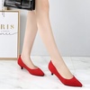 image:imageHee grand Womens Kitten Heels Pumps Classic Low Heel Slip On Closed Pointed Toe Pumps Office Work Dress Pump Shoes129red14 Inch
