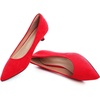 image:imageHee grand Womens Kitten Heels Pumps Classic Low Heel Slip On Closed Pointed Toe Pumps Office Work Dress Pump Shoes129red14 Inch