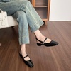 image:imageHee grand Womens Mary Jane Chunky Low Heels Closed Square Toe Ankle Strap Pumps Slingback SandalsBlack