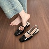 image:imageHee grand Womens Mary Jane Chunky Low Heels Closed Square Toe Ankle Strap Pumps Slingback SandalsBlack