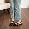 image:imageHee grand Womens Mary Jane Chunky Low Heels Closed Square Toe Ankle Strap Pumps Slingback SandalsBlack